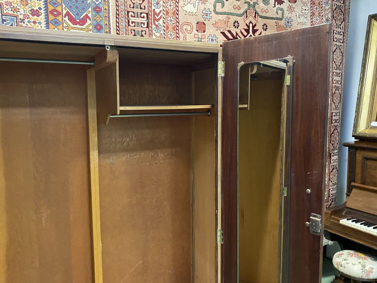 English Art Deco walnut penderie