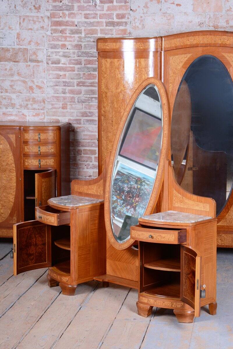 Art Deco Bedroom Suite from Louis Majorelle, Fance, 1930s, Set of 8
