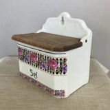 Earthenware salt cellar with rose decoration, made in Czechoslovakia, early 20th century