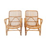 Pair of vintage bamboo armchairs