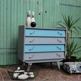 Renovated blue vintage chest of drawers