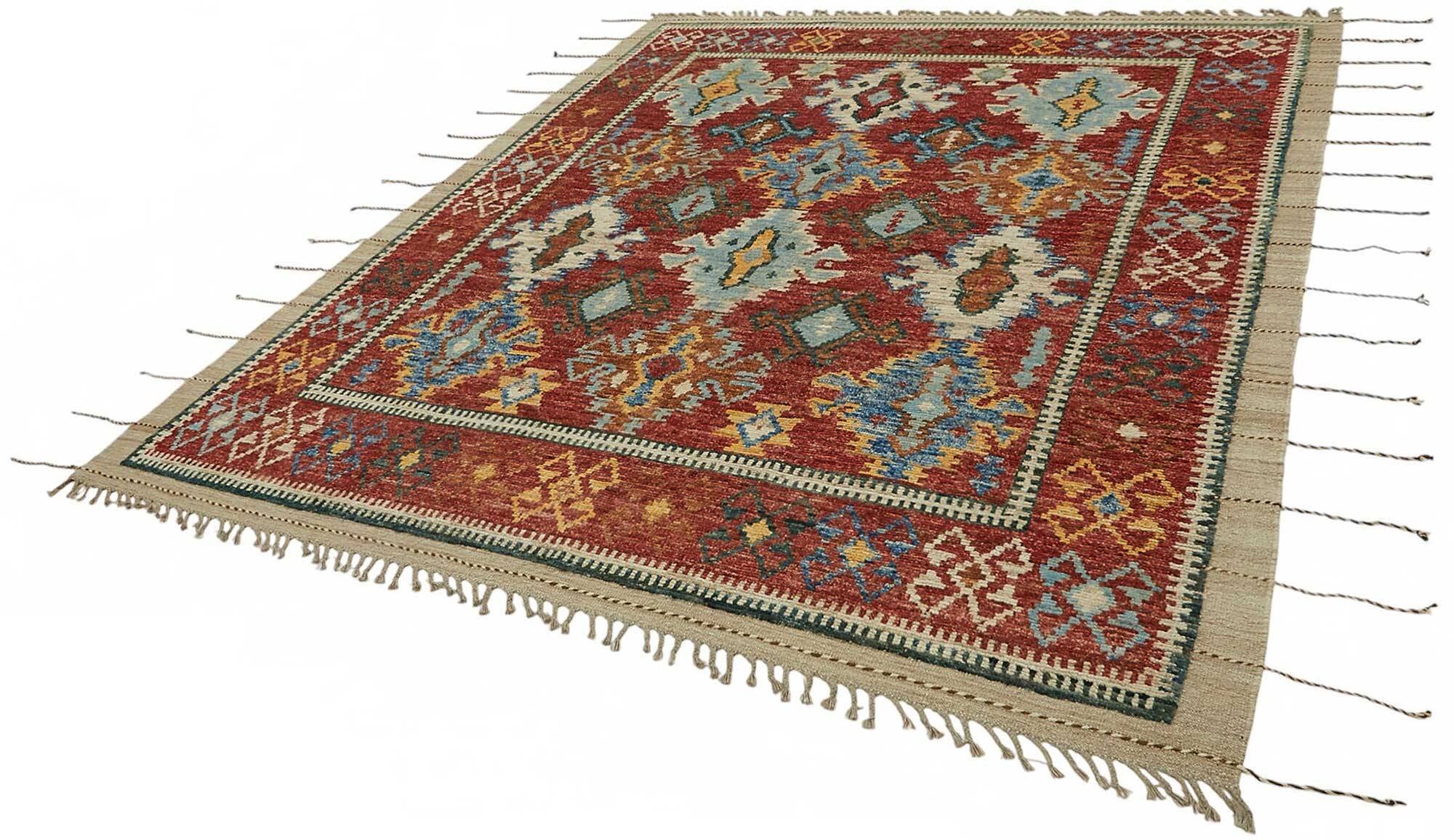 Handwoven Turkish Rustic 257 cm x 303 cm Multicolor Wool Carpet