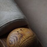 Mid-20th century, pair of armchairs by Henning Kjærnulf, oak and alcantara, 1960s.