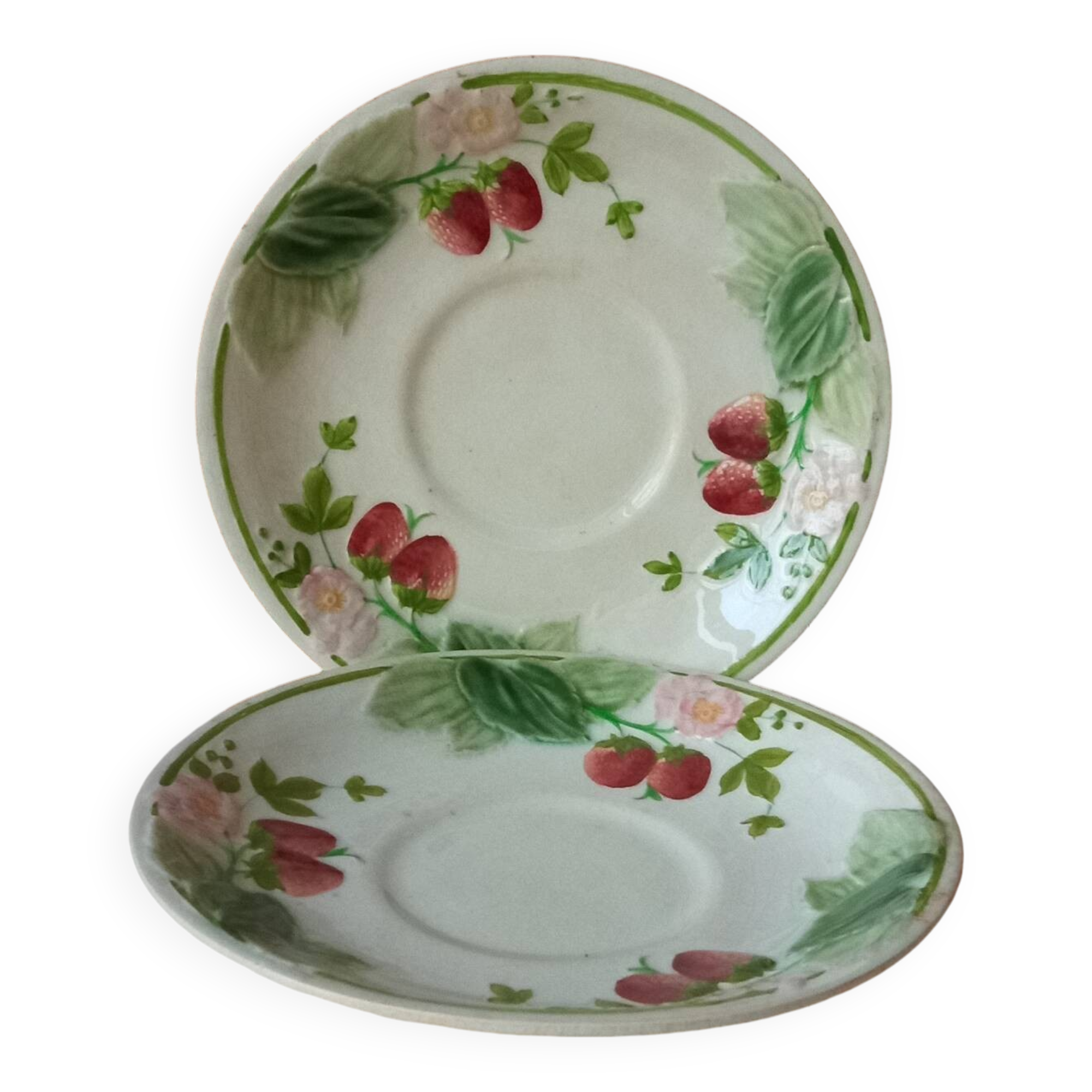 Two earthenware plates, H B, Choisy le roi