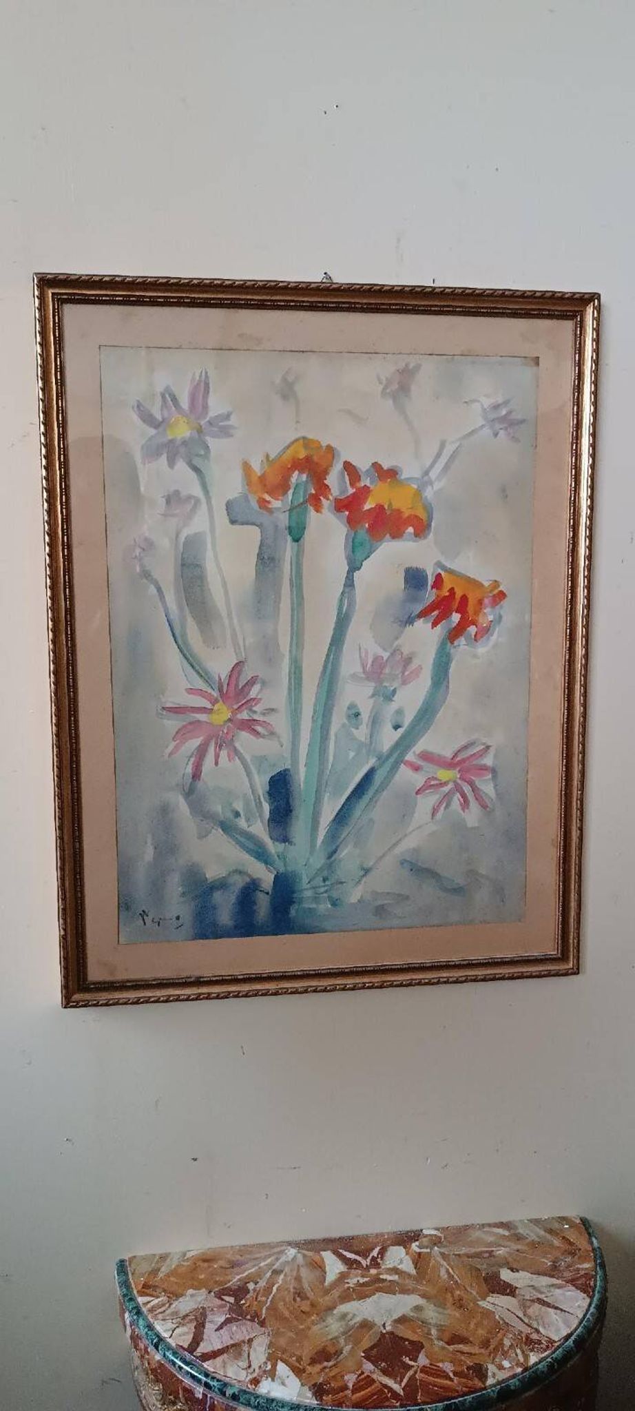 Mixed media painting by Enzo Pregno. (Alexandria, 1898 - Florence, 1972)