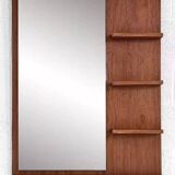 Scandinavian wooden mirror with integrated shelves