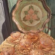 Vintage vereco pink cups France six-serve
