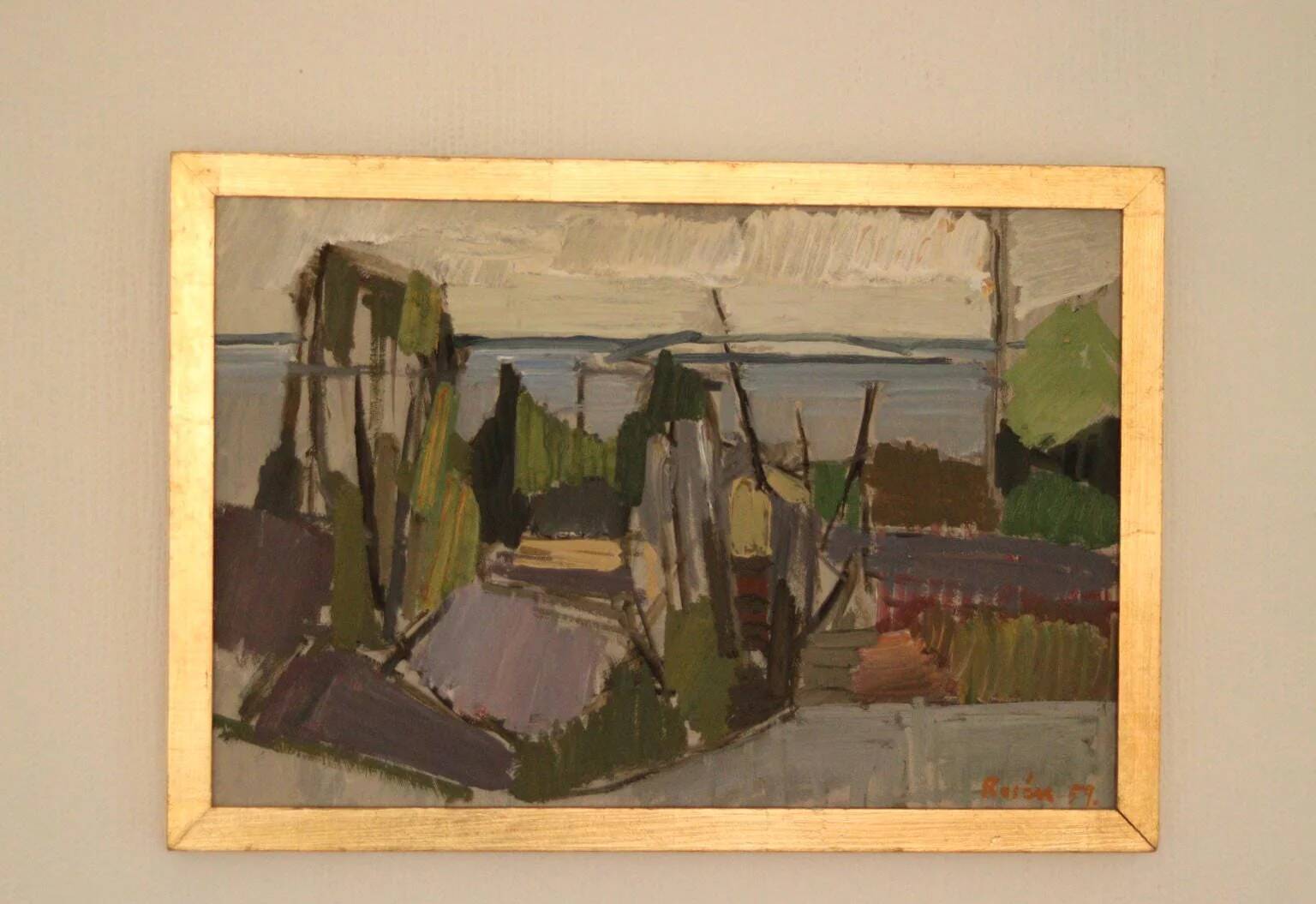 Huile sur panneau originale – « Vue » de Sven Olof Rosén – Signée, encadrée 49 × 34