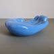 Vintage hand-shaped ceramic trinket dish in blue, 1970s decorative sculpture, retro design object, centerpiece, home decor, soap dish