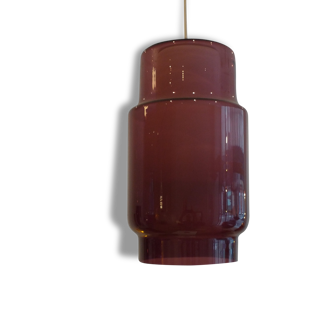Two layered purple and white glass lamp