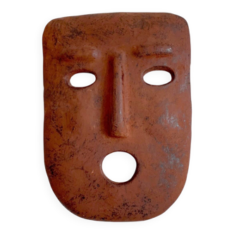 Masque en terre cuite italienne, années 60