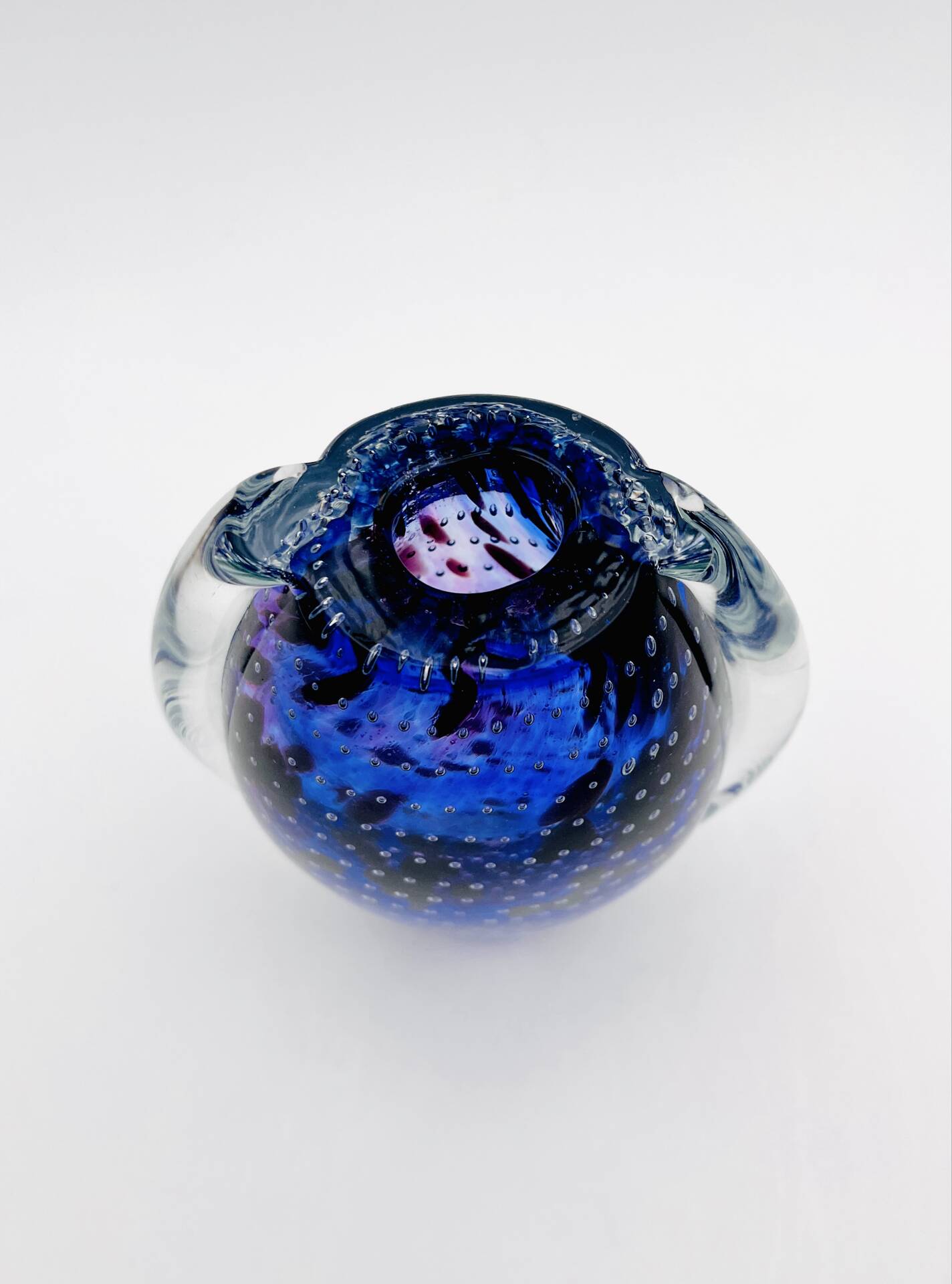 Murano Vase Sommerso Bullicante Cobalt Blue 1960s
