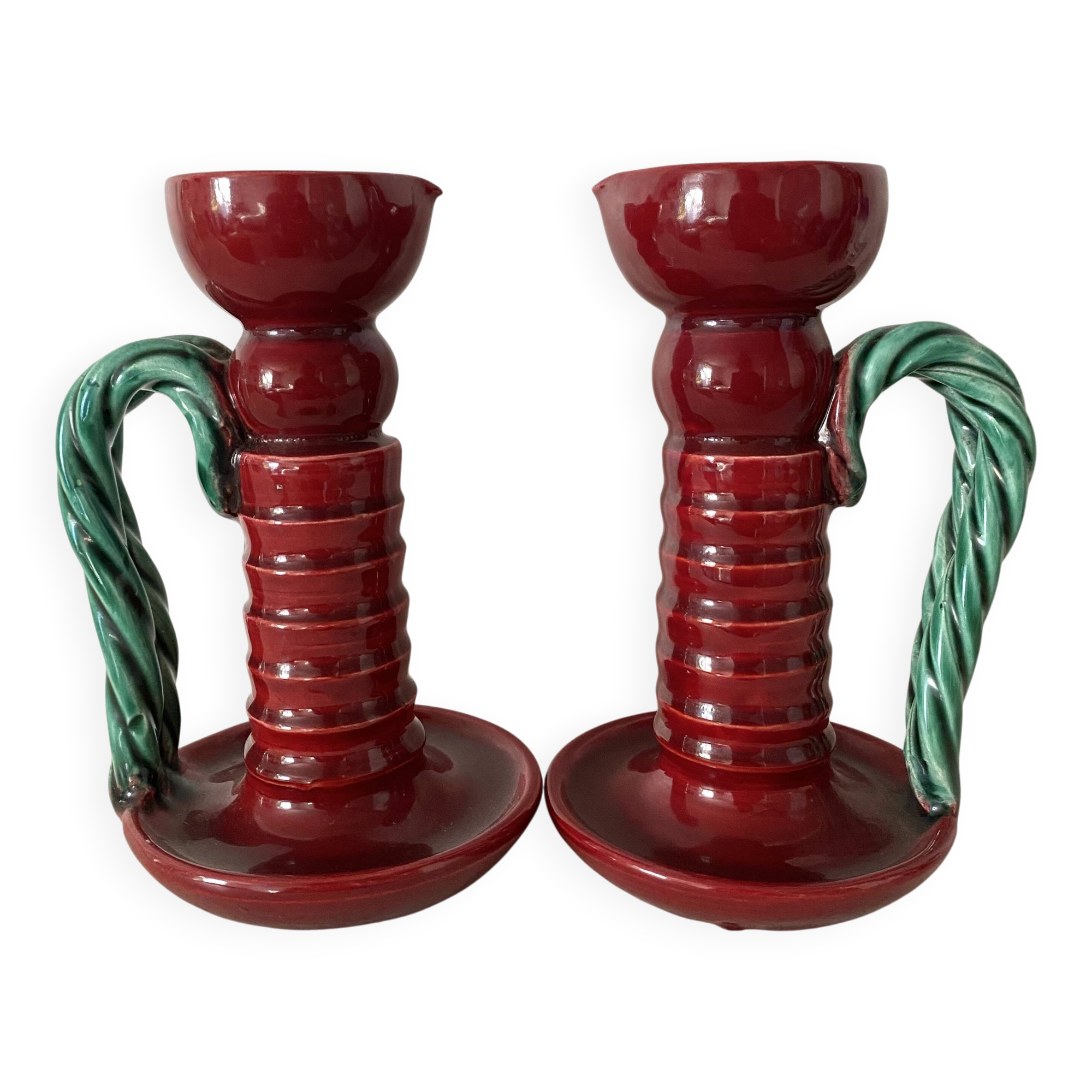 1950s earthenware candlesticks