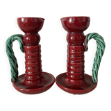 1950s earthenware candlesticks