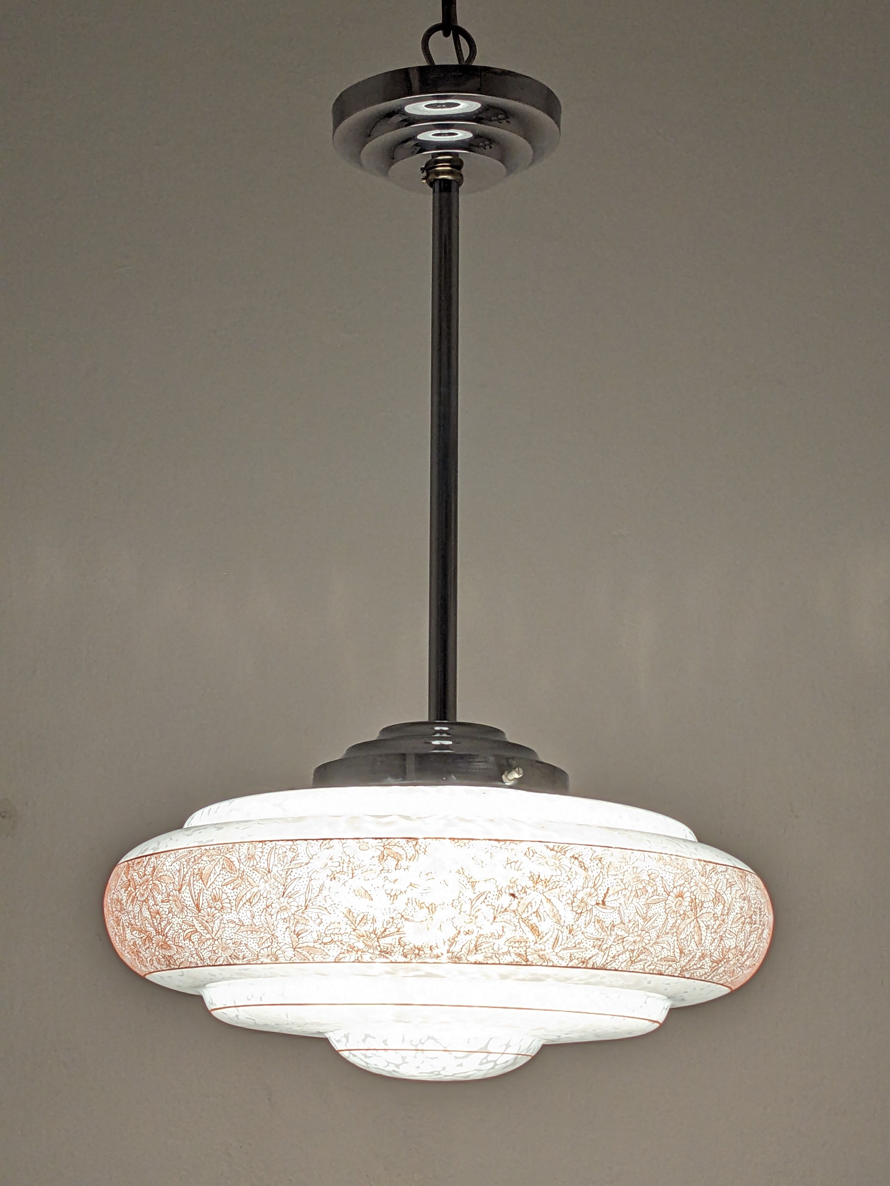 Art Deco XL pendant lamp in Clichy glass circa 1920
