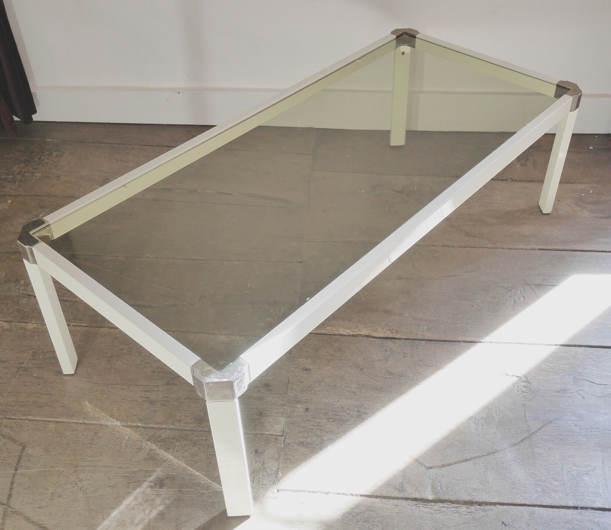 Coffee table in lacquered metal and Italian smoked glass Romeo Rega