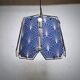 Table lamp, old turned wooden foot, metal lampshade and art deco print