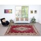 One-of-a-kind Vintage Turkish Red Area Rug. Hand-knotted Wool Carpet with Medallion Design