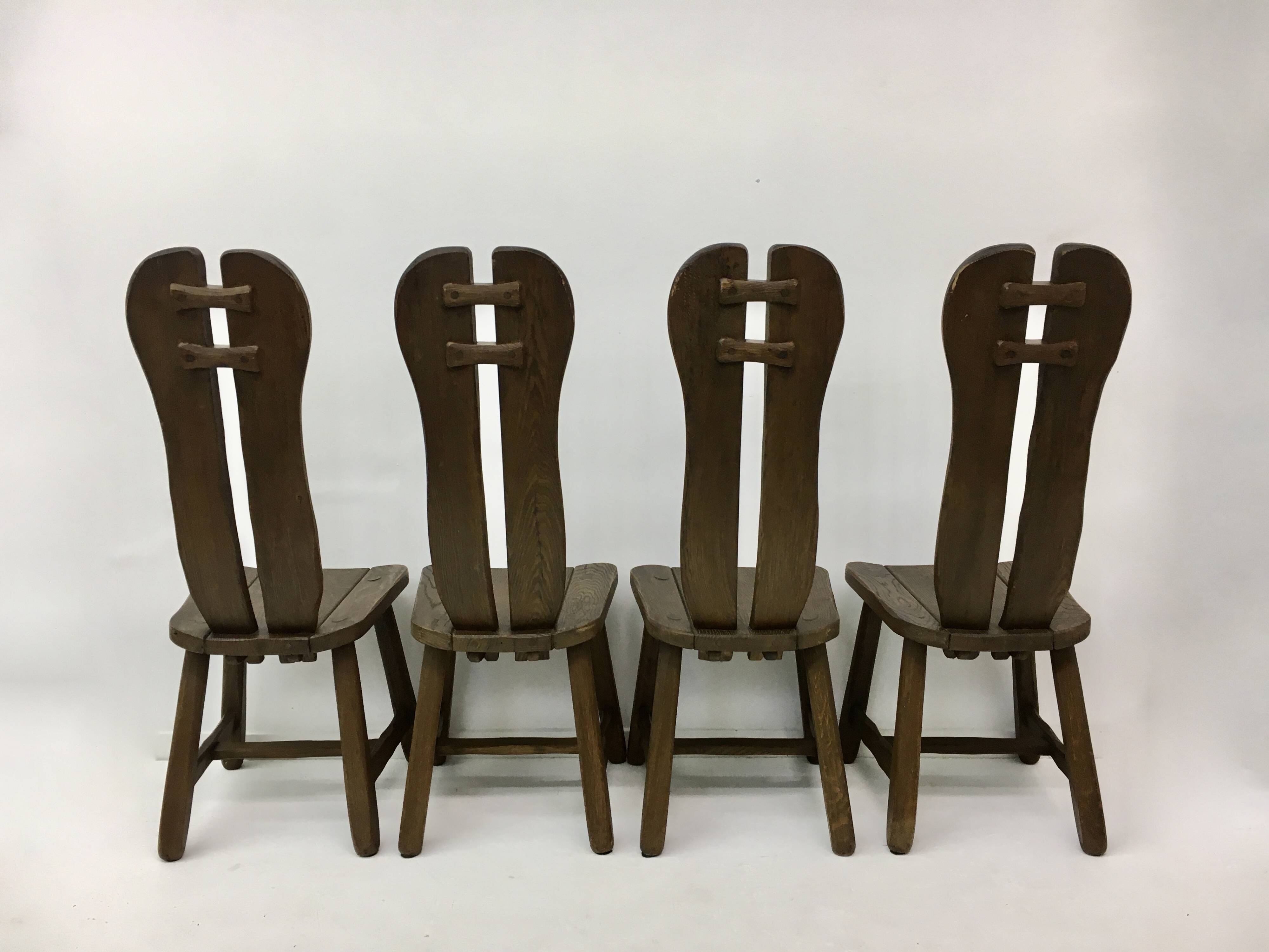 Set of 4 Belgian Brutalist Dining Chairs from De Puydt, 1970’s