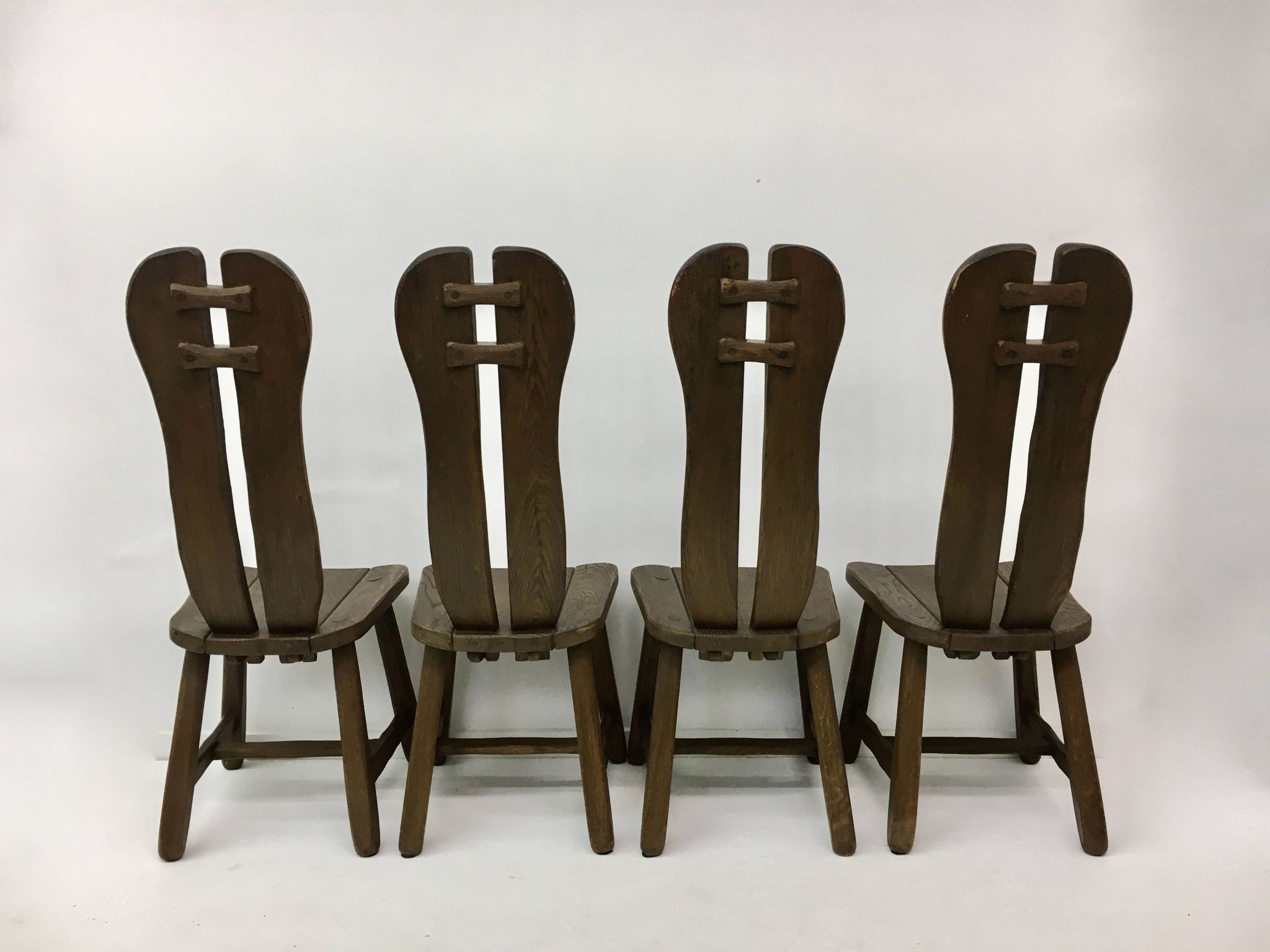 Set of 4 Belgian Brutalist Dining Chairs from De Puydt, 1970’s