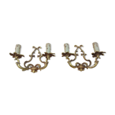 Pair of Louis XV style bronze cage wall lamps