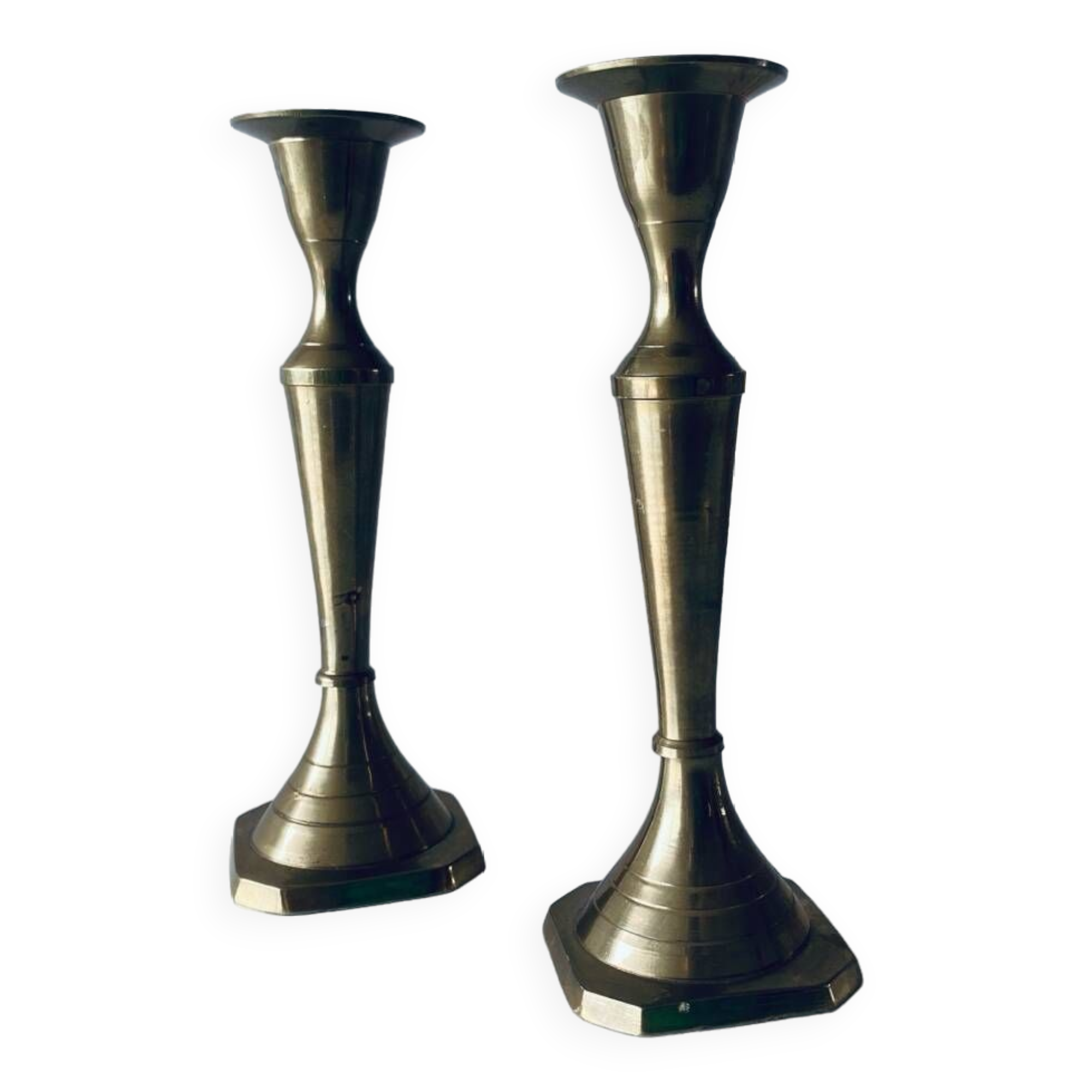 Pair of Indian brass candlesticks