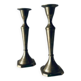 Pair of Indian brass candlesticks