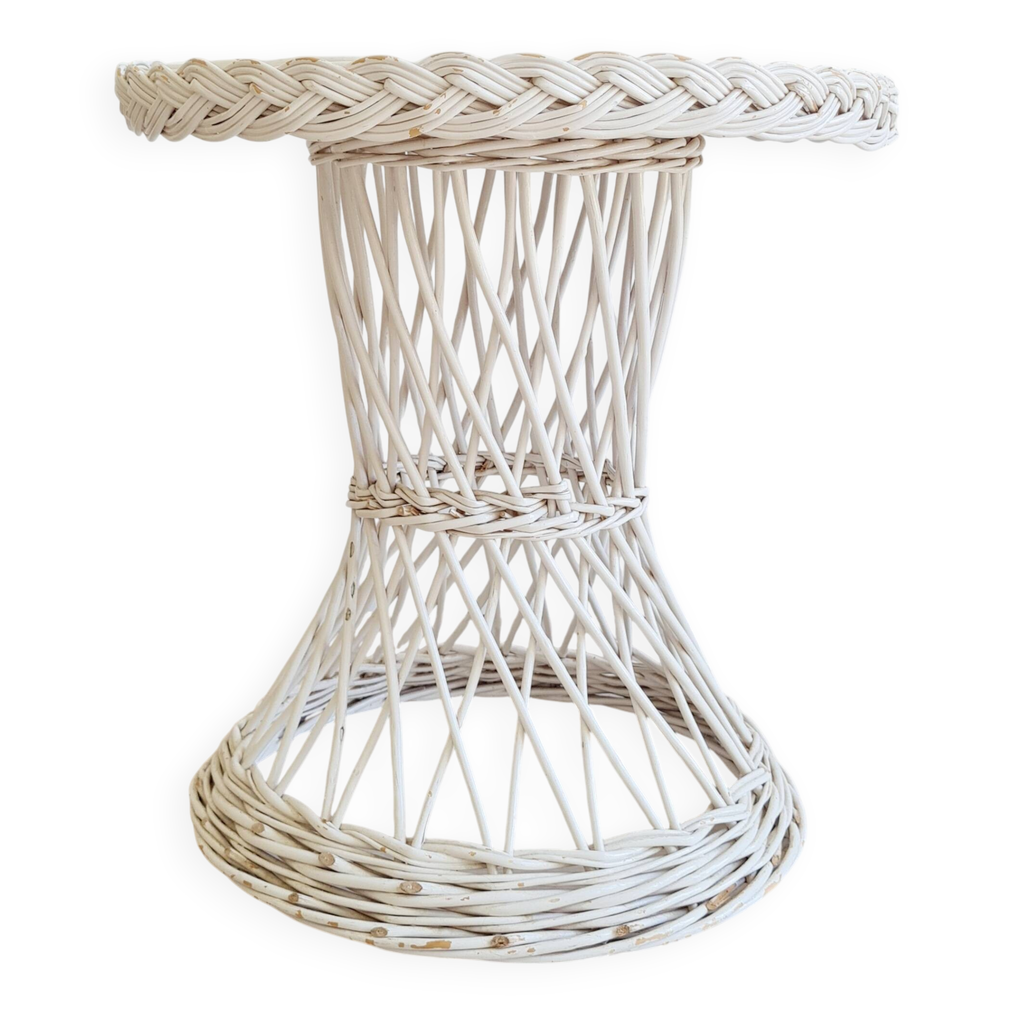 Antique white wicker coffee table