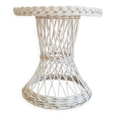 Antique white wicker coffee table