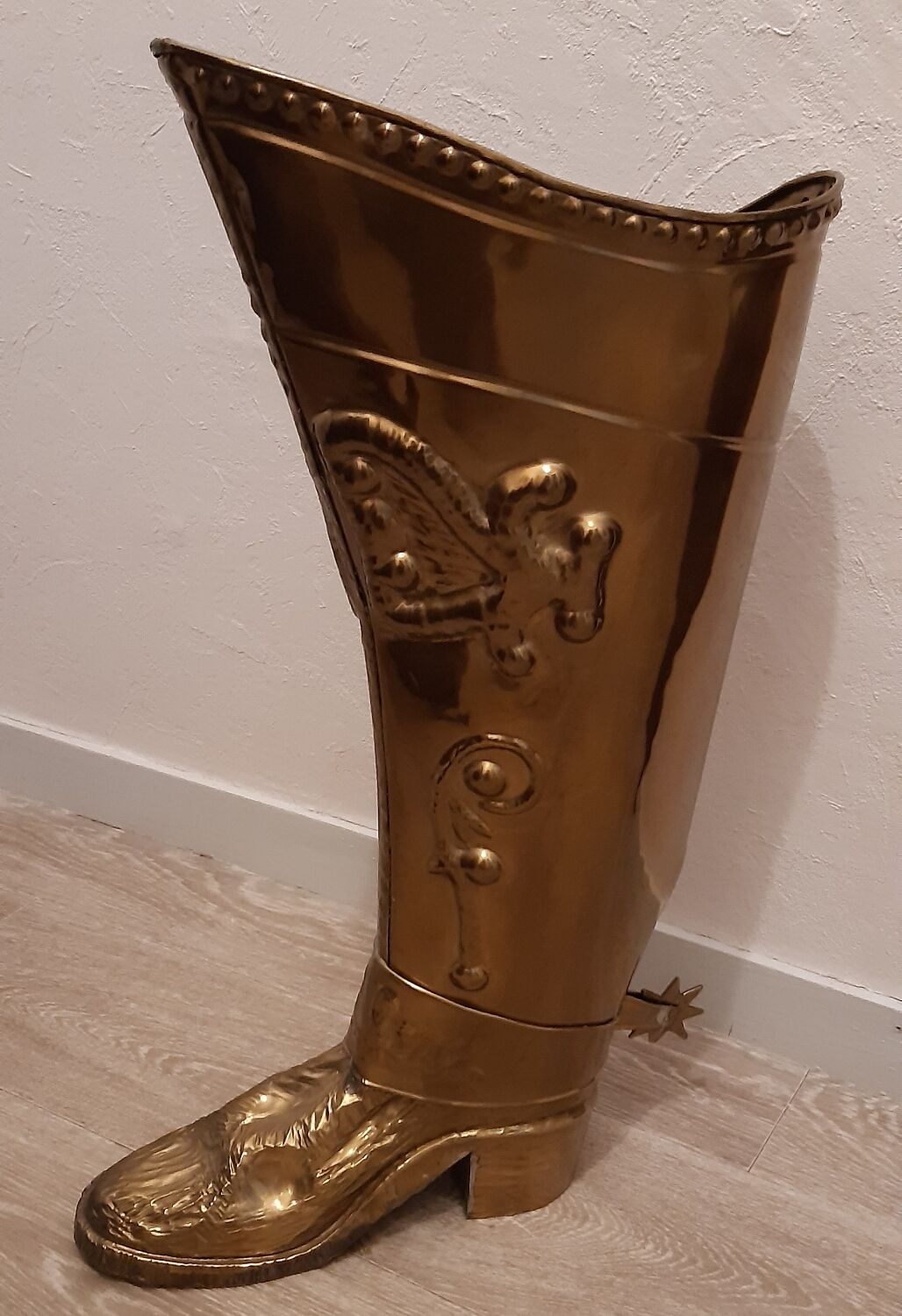 Brass boot umbrella stand