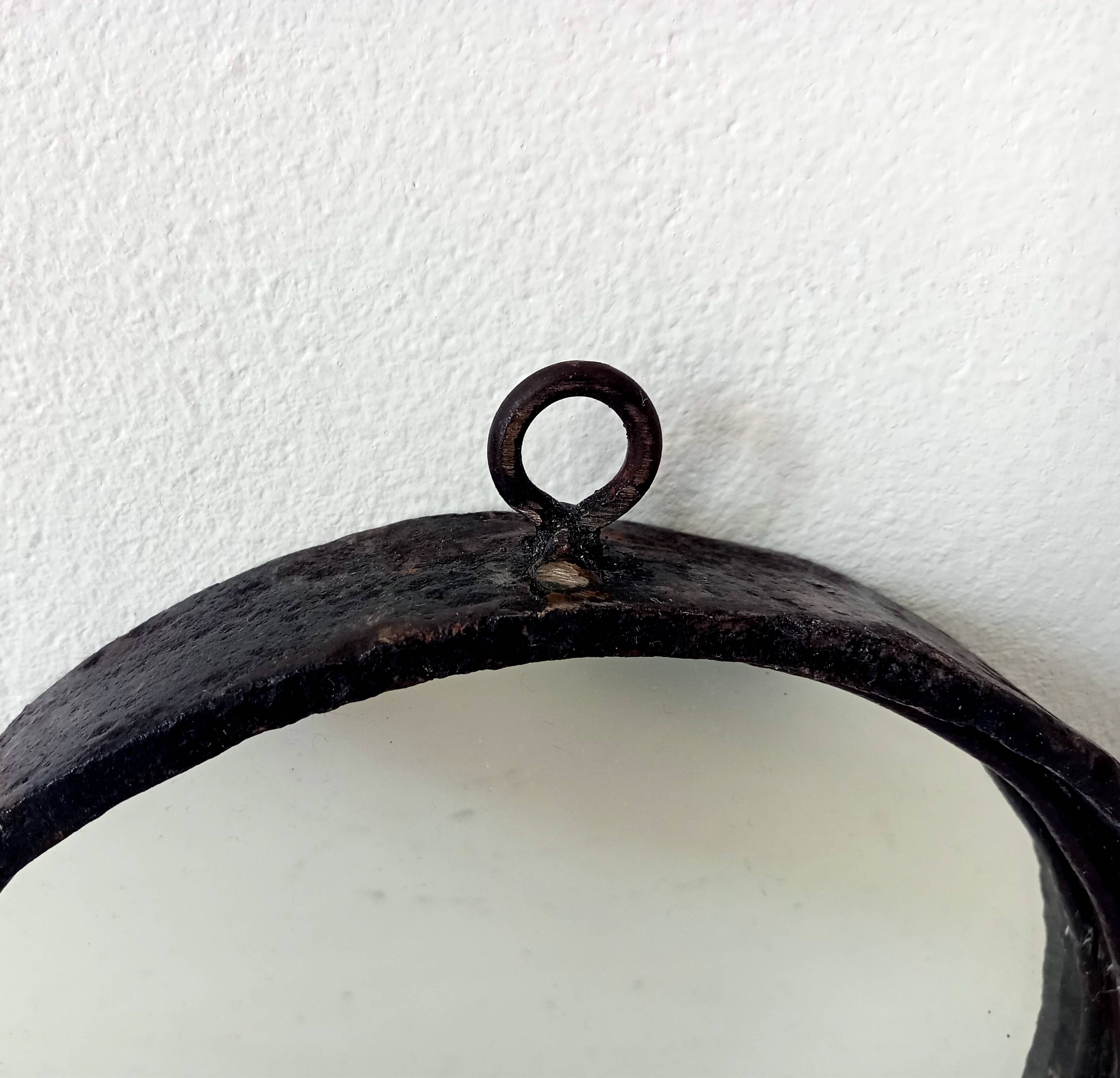 Brutalist antique mirror in wrought iron DLG Jean Touret