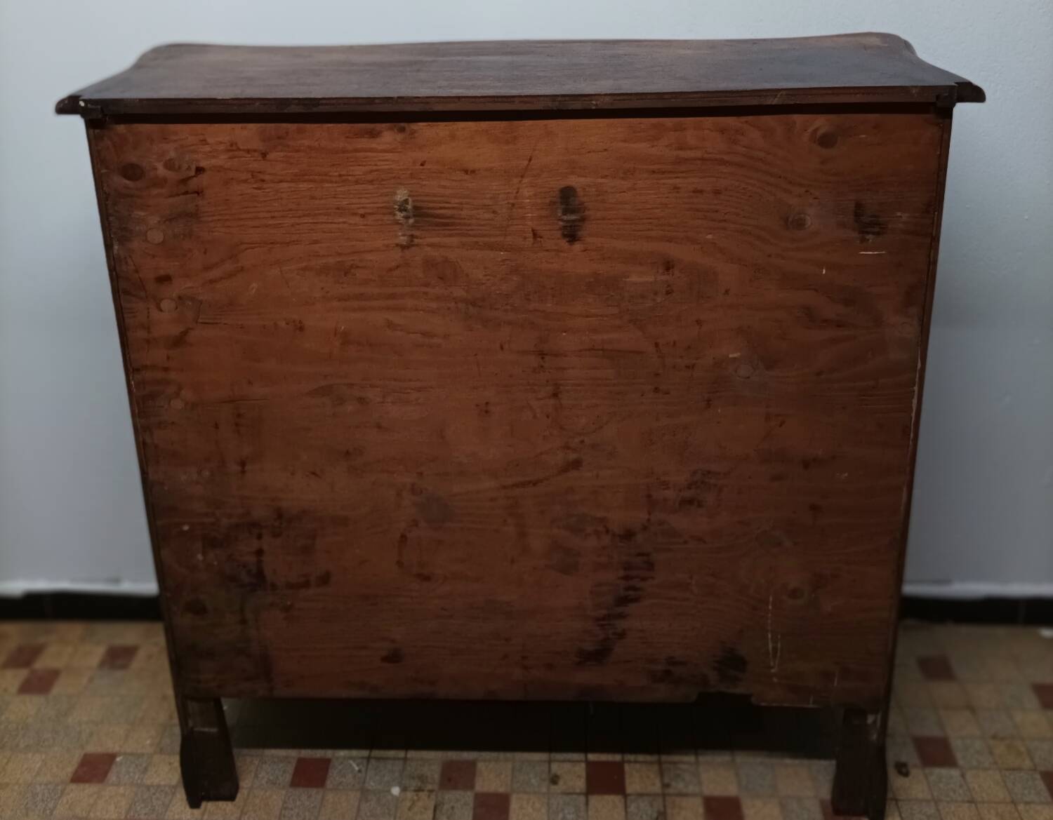 Old vintage wooden low cabinet