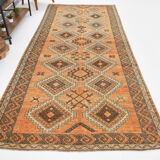5x11 orange and brown vintage tapis rug, 352x162cm