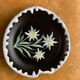 Two plates, decorative dishes edelweiss patterns in glazed ceramic signed SF vintage