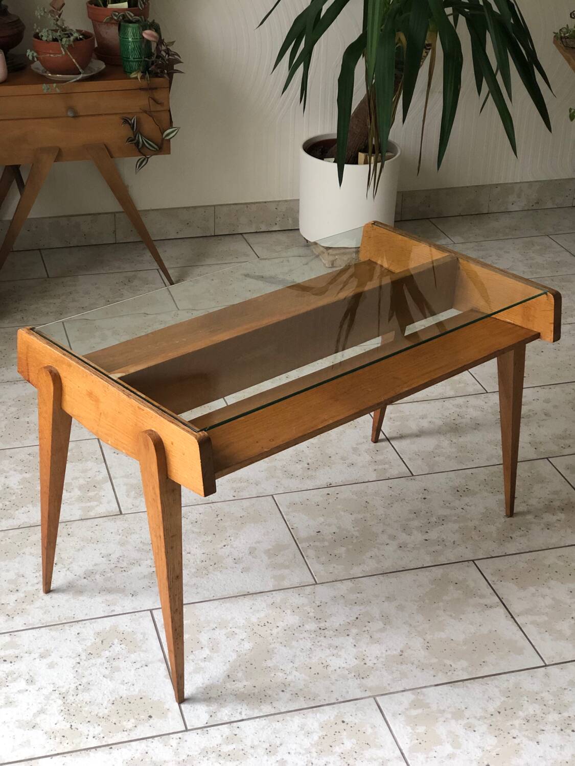 Scandinavian coffee table from the 60s glass top