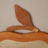 Large XL vintage retro wooden apple mirror, handcrafted, handmade object for children