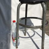 Industrial stool seat dark grey leather