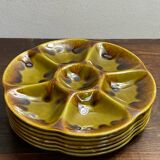 Oyster plates, set of six, earthenware, Gien