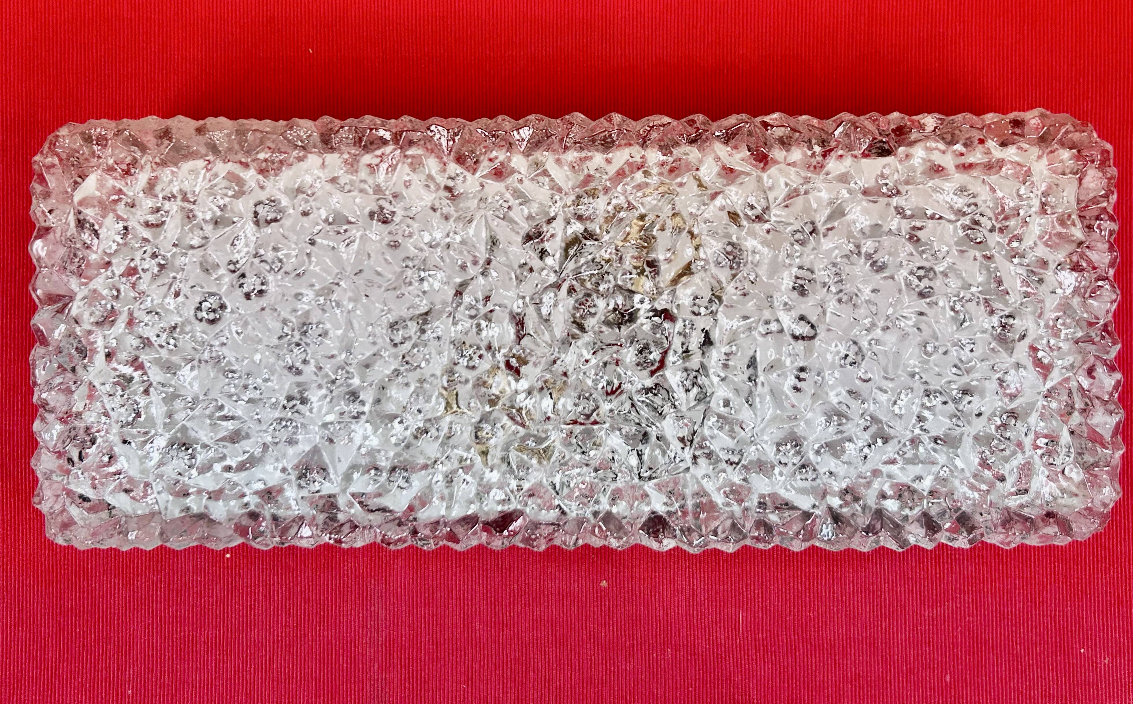 LARGE APPLIQUE OR CEILING LIGHT IN INDUSTRIAL VINTAGE HOLOPHANE GLASS