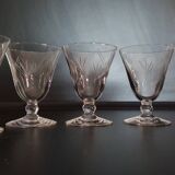 5 Verres ancien soufflés et ciselés