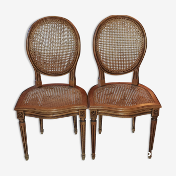 2 chaises cannées d'époque Louis XVI