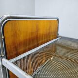 Bauhaus Tubular Steel Bed with Walnut Veneer Panels, 1930s