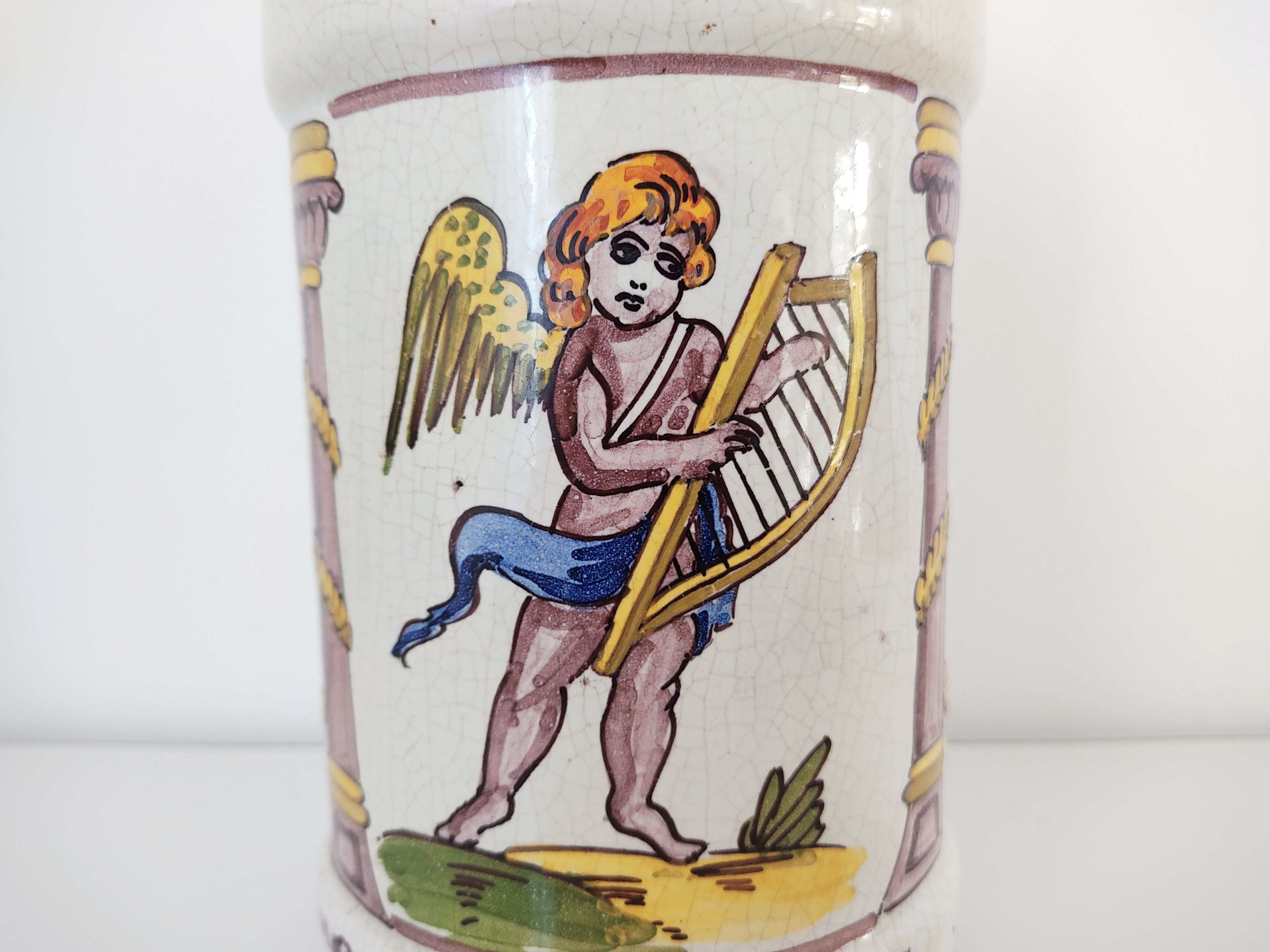Pharmacy pot Italian earthenware angel decoration