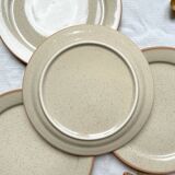 4 Small plates in speckled stoneware, Tulowice style, mid-century, 20th century