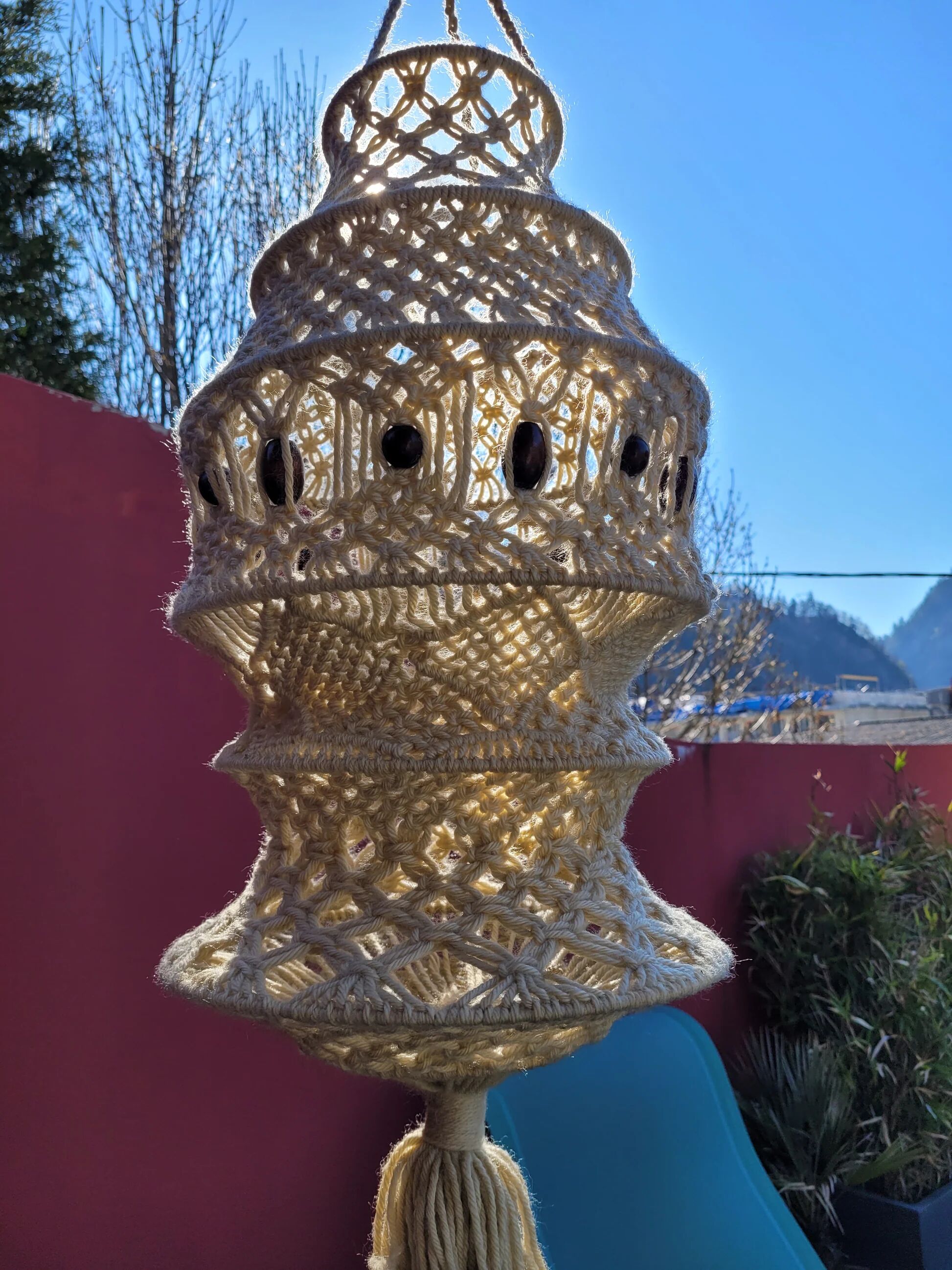 Vintage macramé suspension