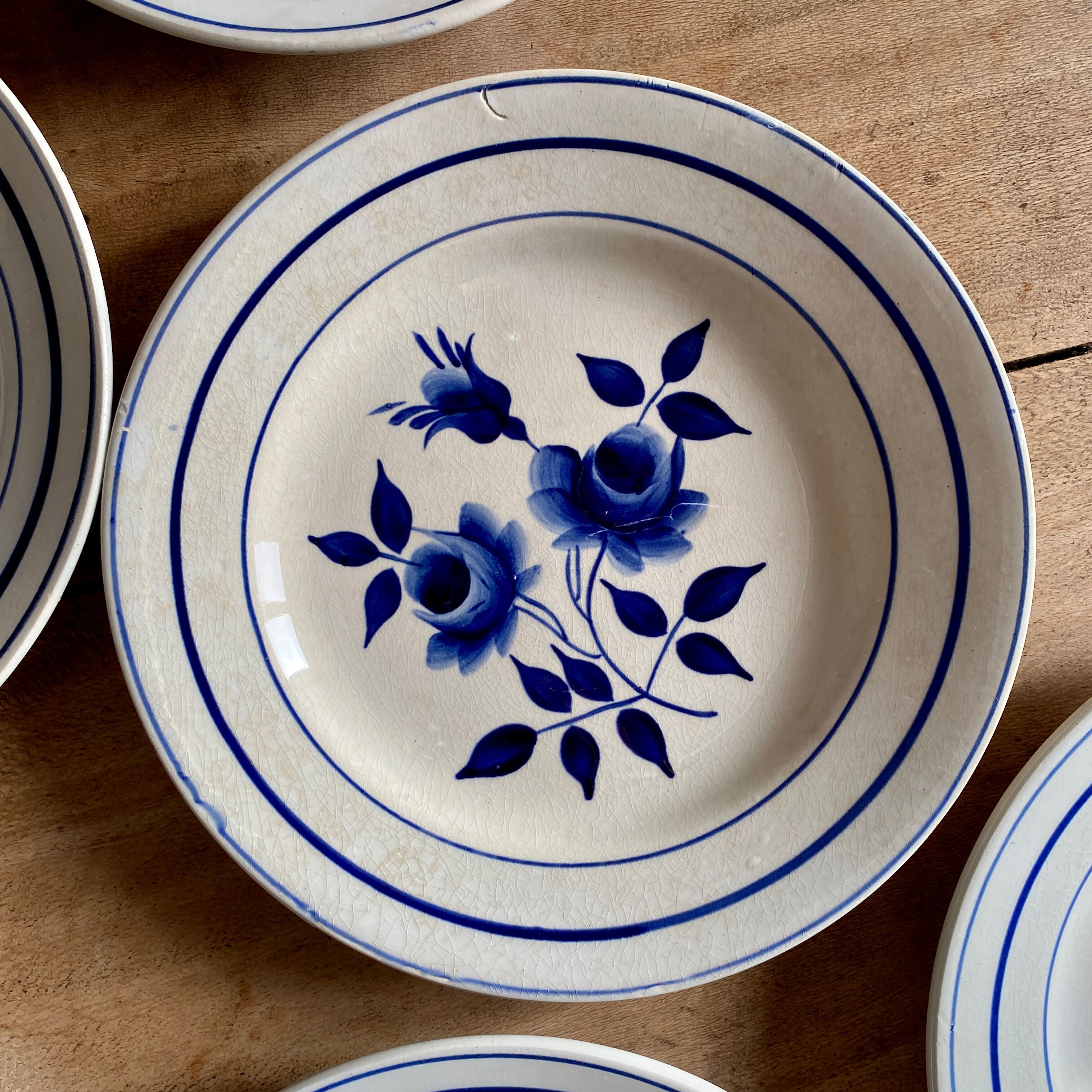 Set of 10 vintage dessert plates Moulin des Loups