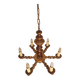 6-branched wooden chandelier from the 60s
