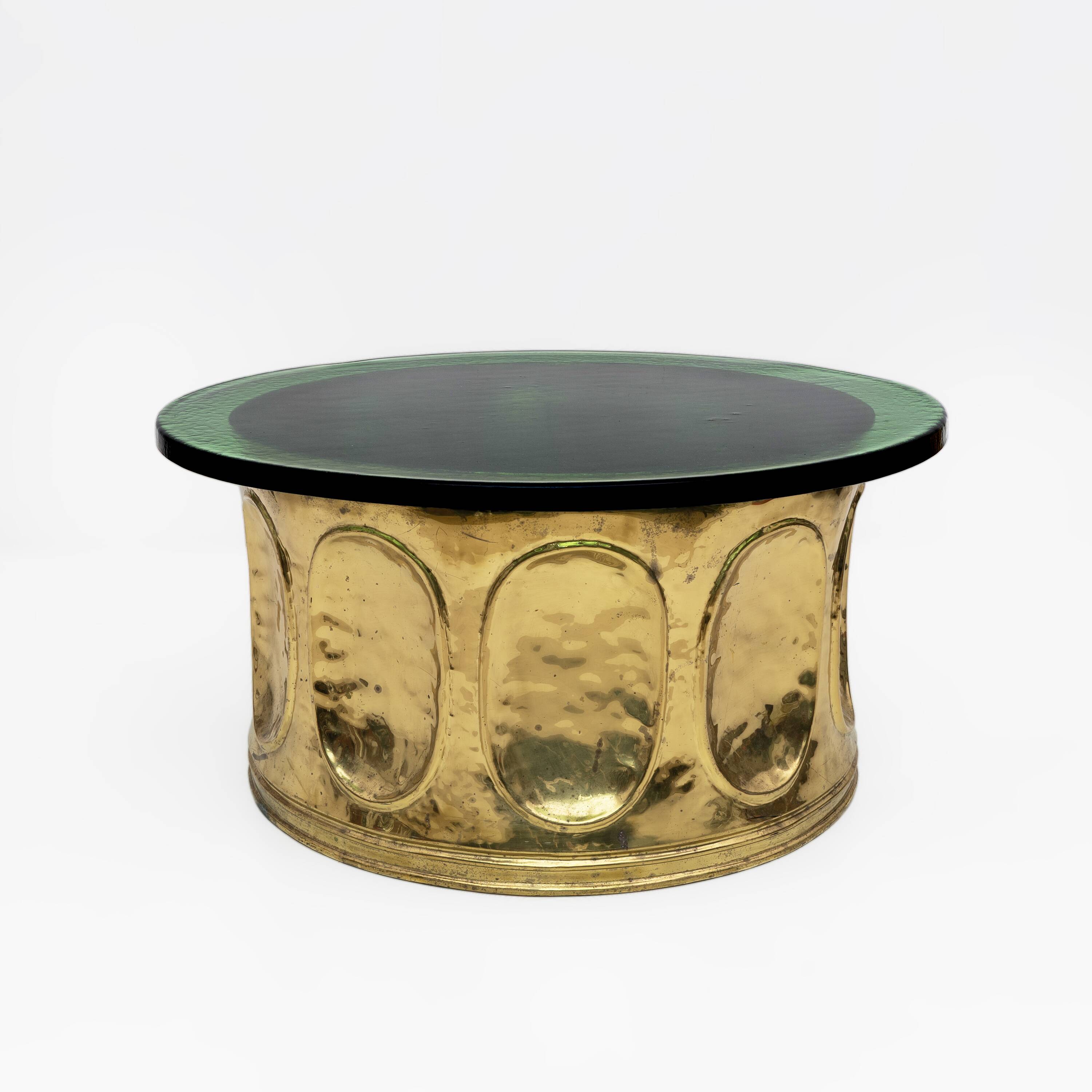 Mid-century Modern Italian Murano Glass and Brass Coffee Table, 1970s