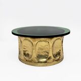 Mid-century Modern Italian Murano Glass and Brass Coffee Table, 1970s