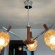Lustre scandinave années 60 en teck et métal chromé